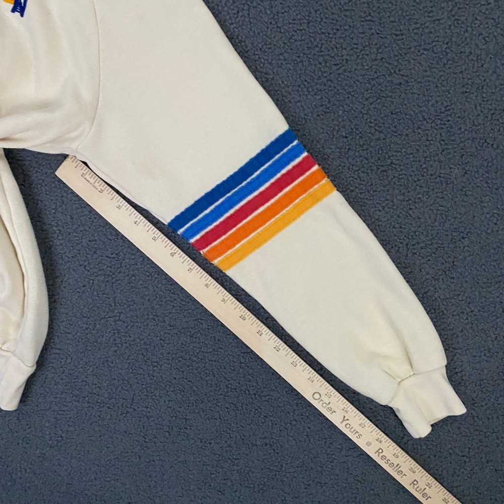 Aviator Nation Sweatshirt Women Small Cream Rainbow Classic 5 Stripe Retro Crew - Picture 10 of 11
